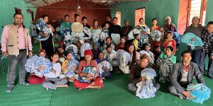 Severe earthquake damage to homes in rural Nepal with local disaster response team